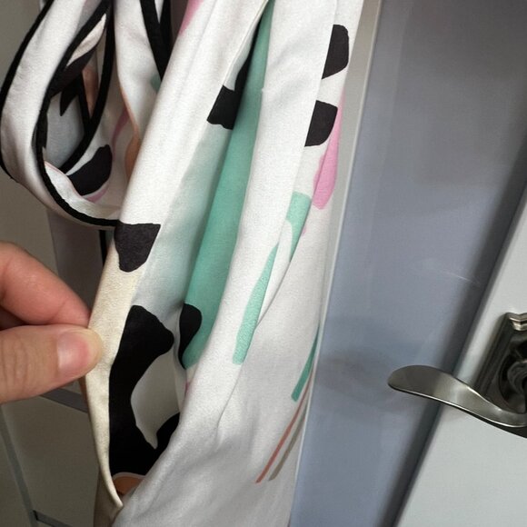 Mary McFadden Collection I Silky Kimono Robe Geometric Abstract Print Satin S - Picture 2 of 15